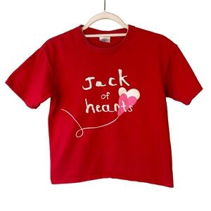 Gildan Red Kids Graphic Tee Jack of Hearts Size M Casual Streetwear Activewear